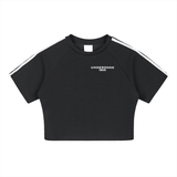 Women's Taped Cooling Performance Crop Top / Women's Active Cooling Crop Top / Performance Taped Crop Tee / Women's Sweat-Wicking Crop Top / Women's Lightweight Training Crop Top / Athletic Cooling Crop Top
